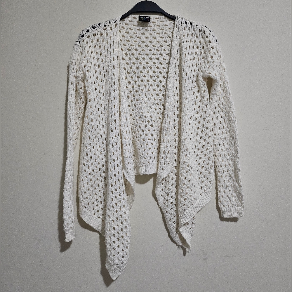 White knit/crochet cardigan